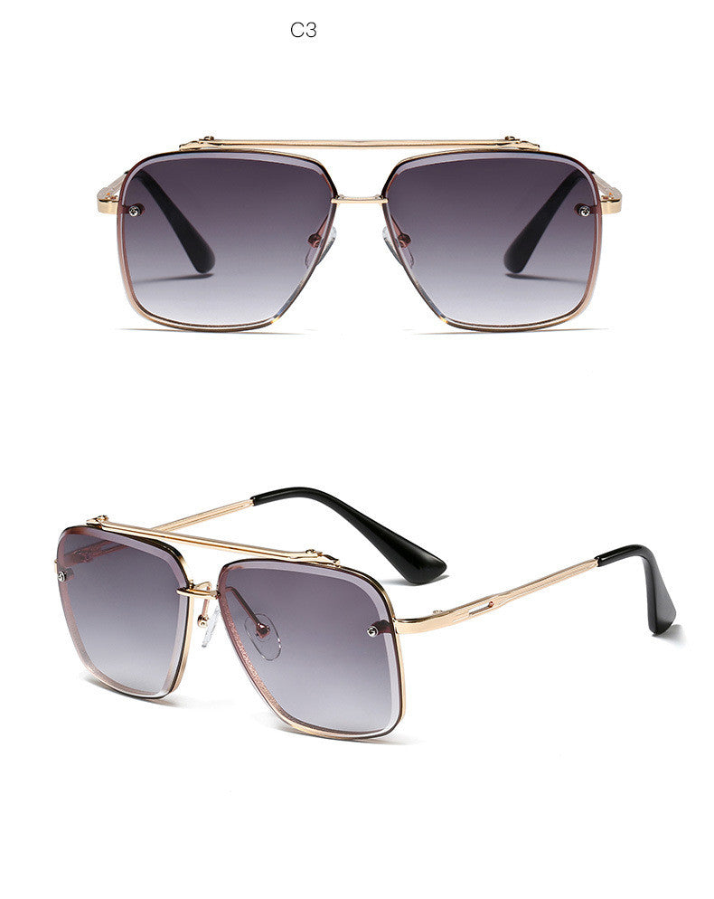 Fashion polygonal trimmed metal sunglasses