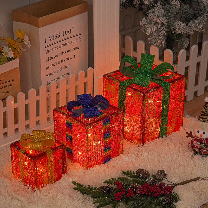 Christmas Lights Gift Box Three-piece decoration