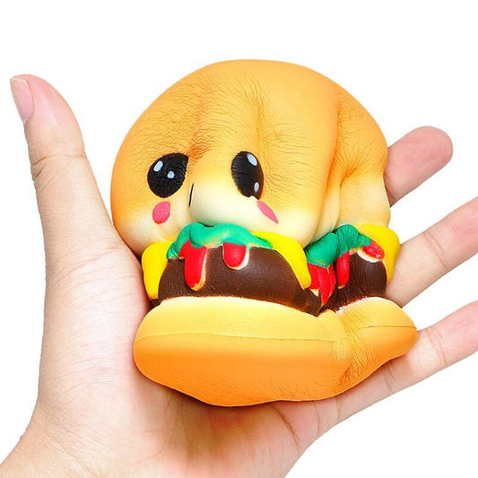 Cartoon big eye burger rebound decompression toy