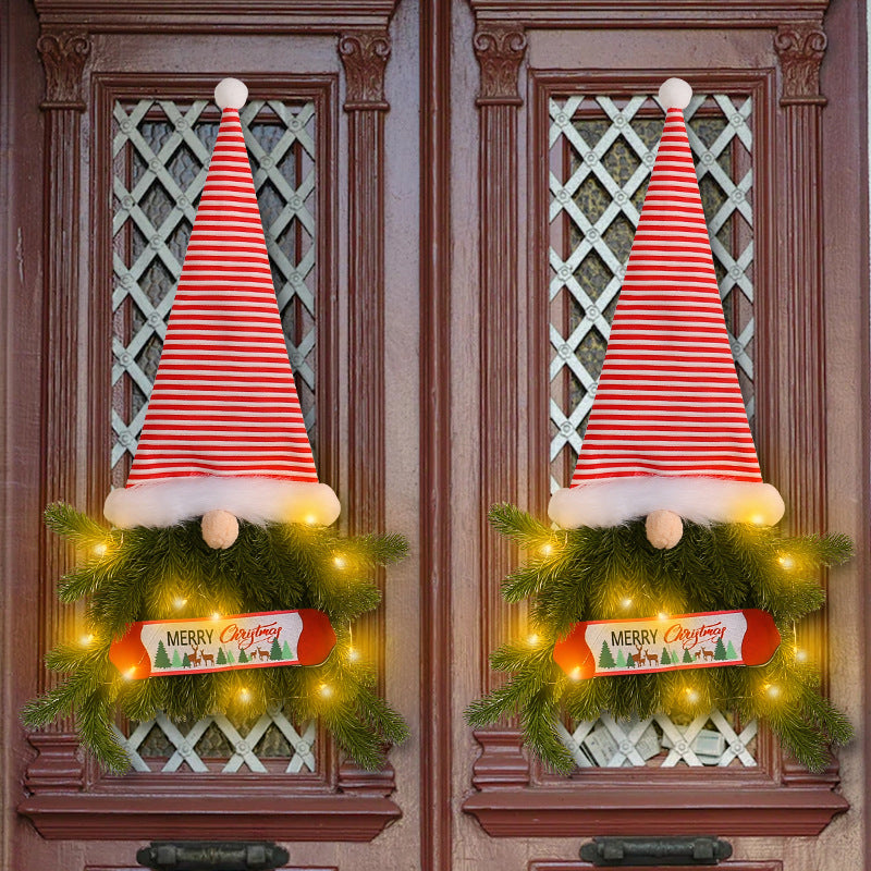 Glowing Christmas Wreath Tree Stripes Tall Hat