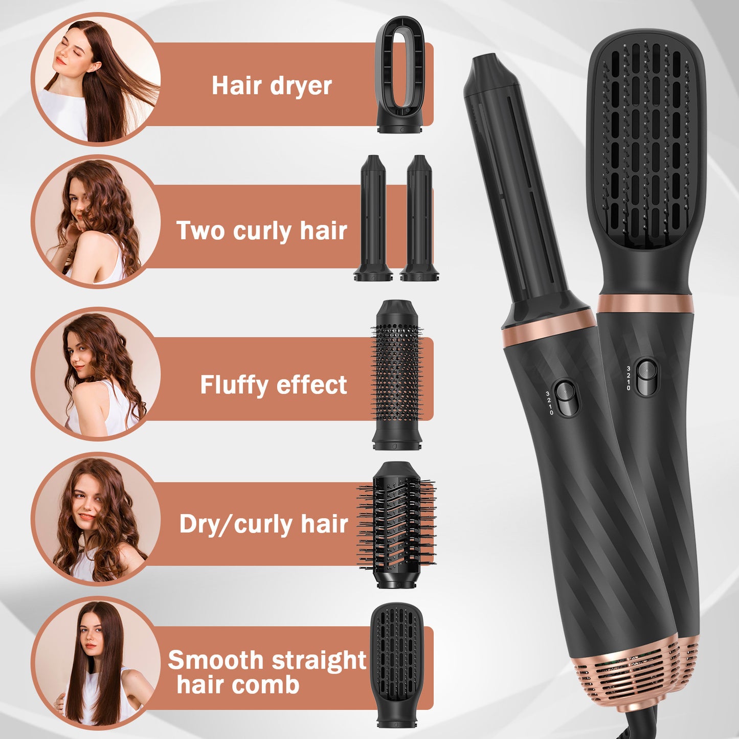 Five-in-one Hot Air Comb Roll Hair Straightener