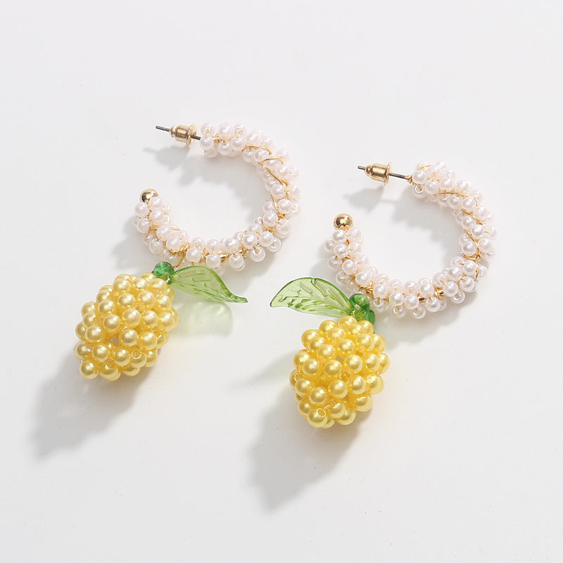 Hand-woven Fruit Pineapple Earrings Korea