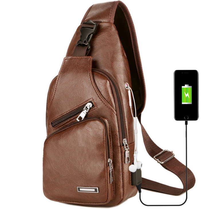 USB Portable Charging Chest Bag Messenger Bag