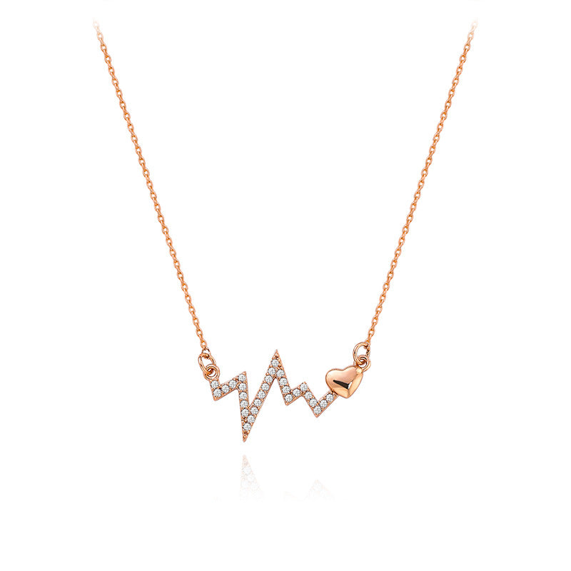 Light luxury niche beating heart zircon necklace