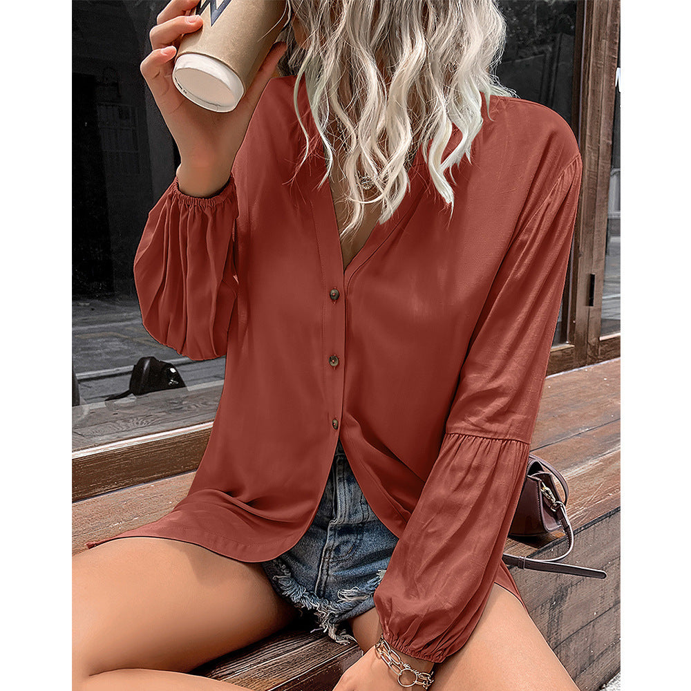 Autumn And Winter New European And American Leisure Loose Single-breasted Shirt Dress