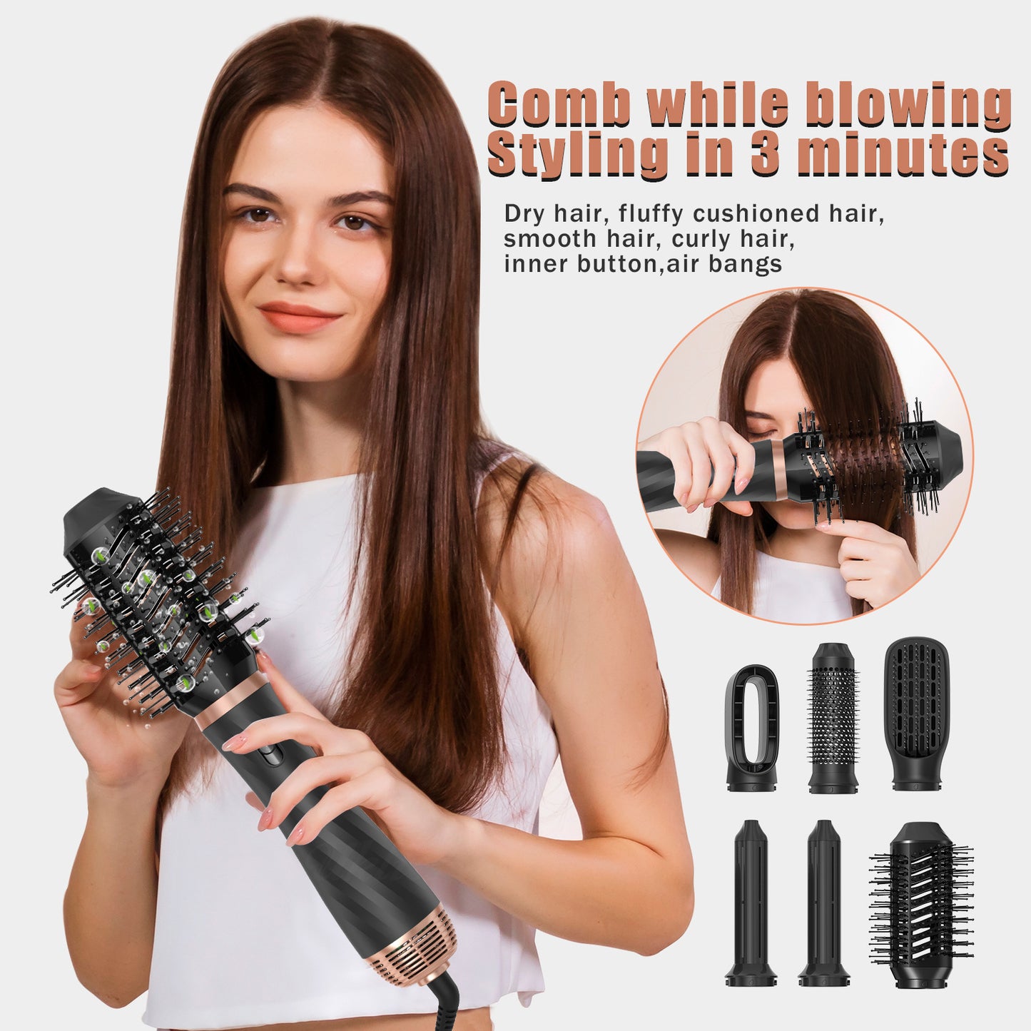 Five-in-one Hot Air Comb Roll Hair Straightener