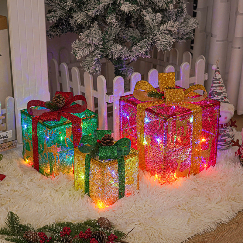 Christmas Lights Gift Box Three-piece decoration