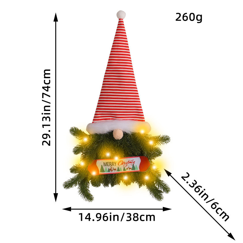 Glowing Christmas Wreath Tree Stripes Tall Hat