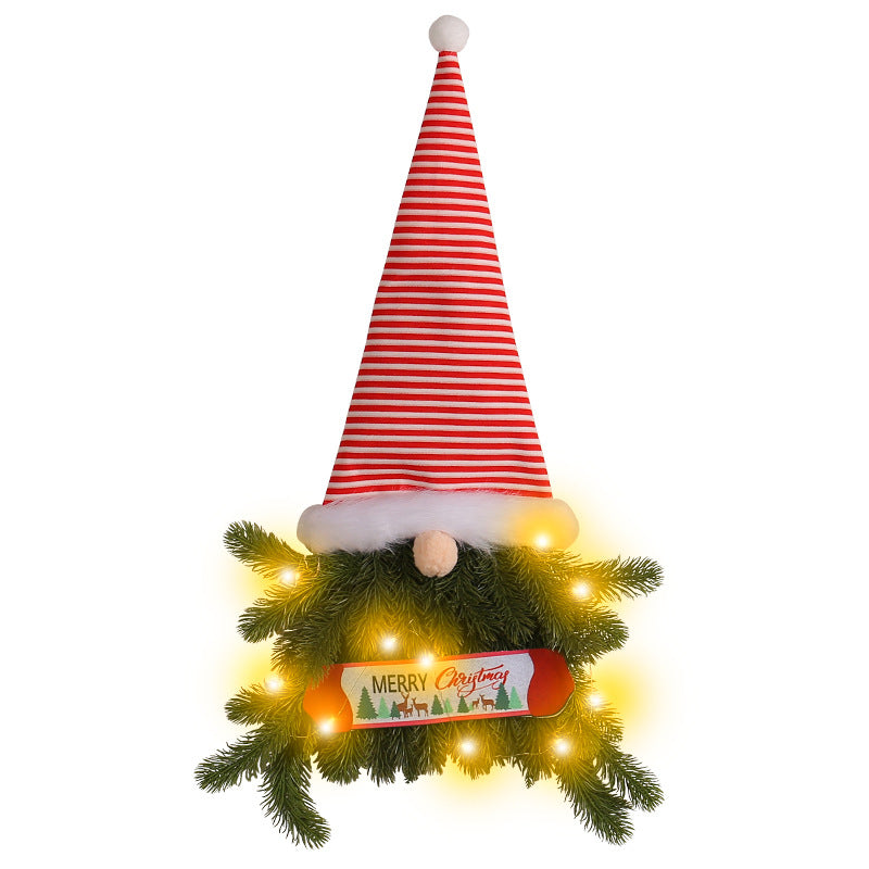 Glowing Christmas Wreath Tree Stripes Tall Hat