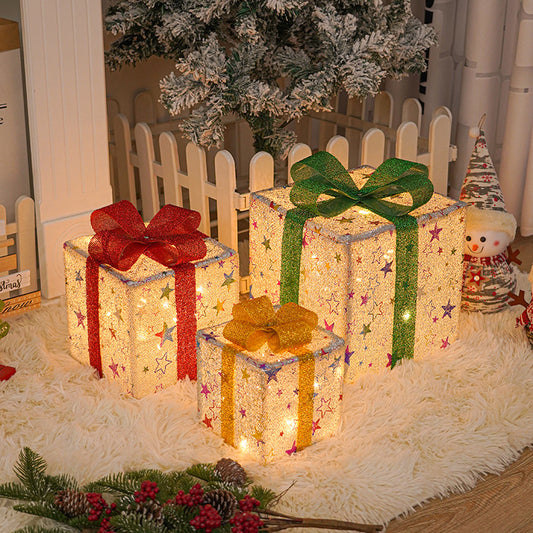 Christmas Lights Gift Box Three-piece decoration