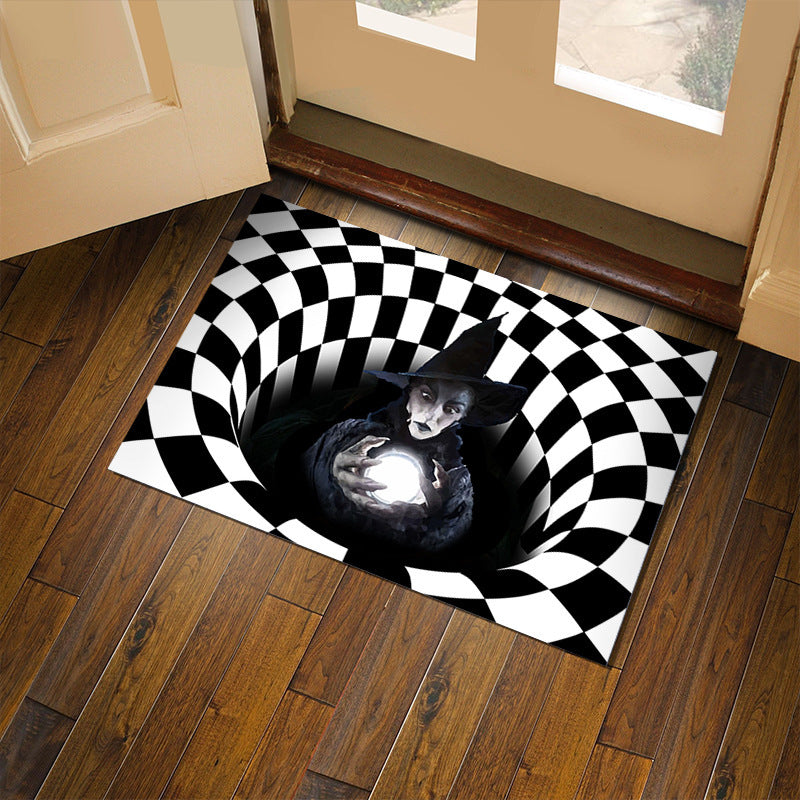 3D Plaid Floor Mat Halloween Clown Door Mat Sewer