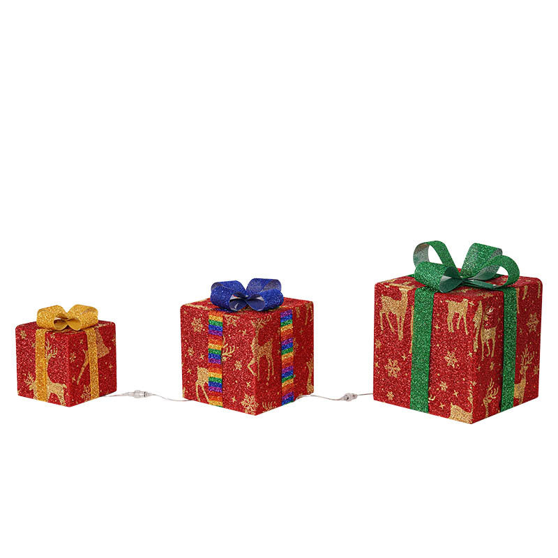 Christmas Lights Gift Box Three-piece decoration