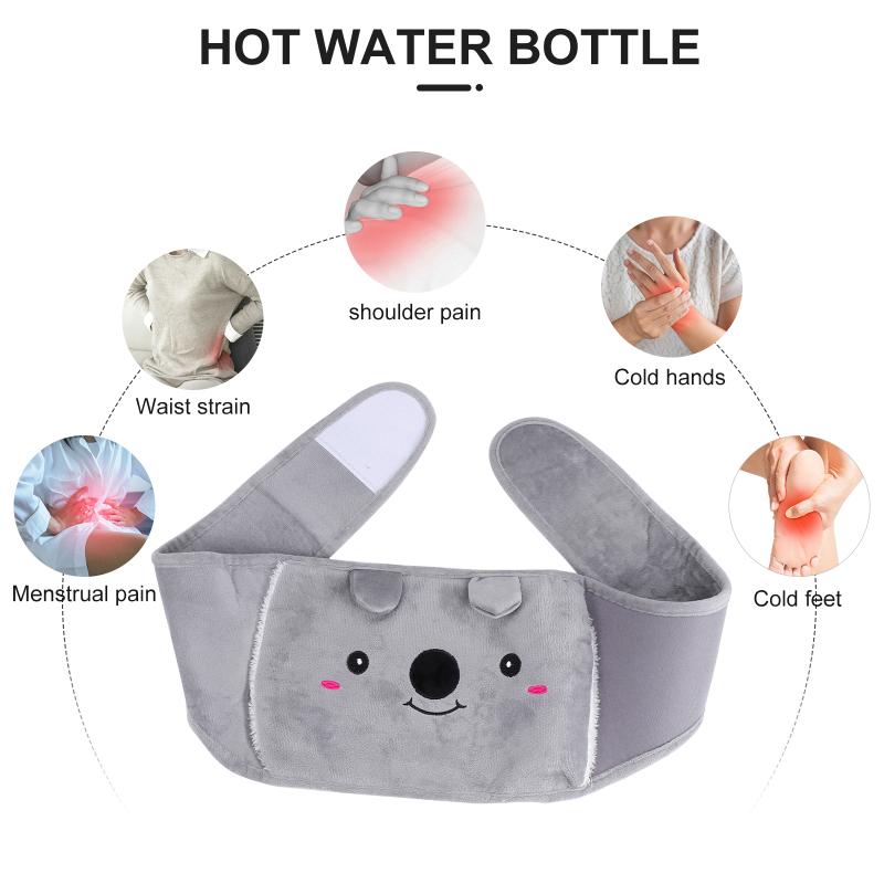 Set Hot Water Bottle Bag With Warm Plush Waist Cover B Elt