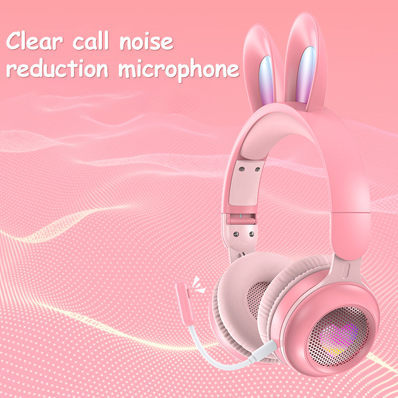 Rabbit Ear Headphones Wireless Luminous Extendable Headphones