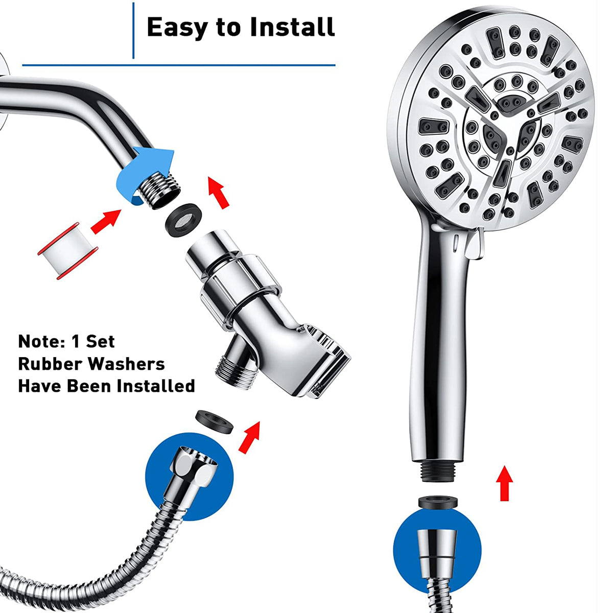 Handheld Shower With Spray Gun Water Booster 8 Plus 2 Function Spray Gun Water Shower Shower Set