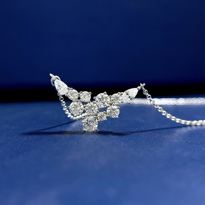 Women's Fashionable Temperament Starry Diamond Wings Pendant Necklace