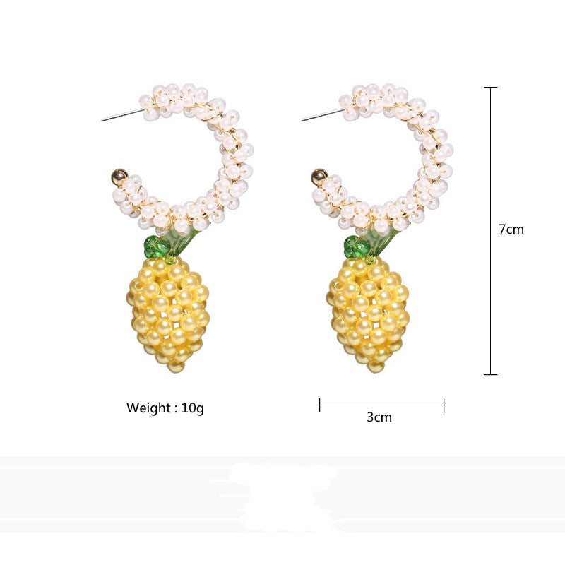 Hand-woven Fruit Pineapple Earrings Korea