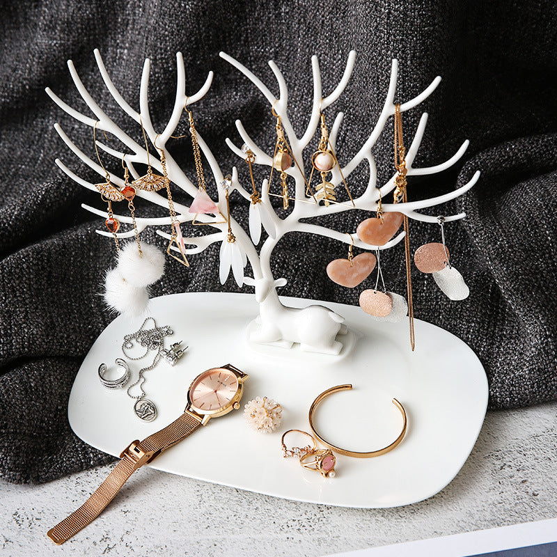 Deer Earrings Necklace Ring Pendant Bracelet Jewelry Cases & Display Stand Tray Tree Storage Jewelry