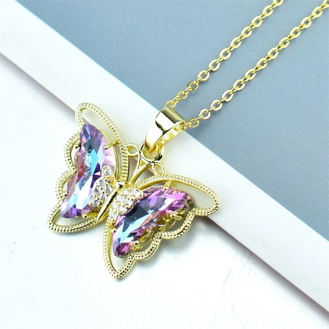 Butterfly Crystal Zircon Pendant Necklace