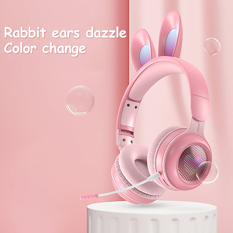 Rabbit Ear Headphones Wireless Luminous Extendable Headphones