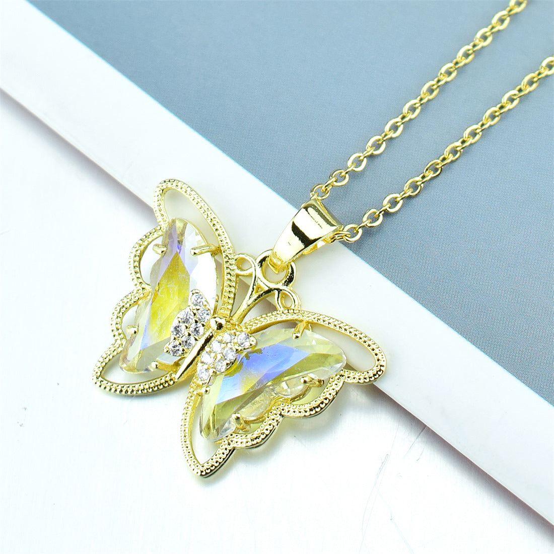 Butterfly Crystal Zircon Pendant Necklace