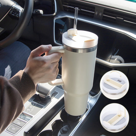 40oz Straw Coffee Insulation Cup With Handle Portable Car Stainless Steel Water Bottle LargeCapacity Travel BPA Free Thermal Mug