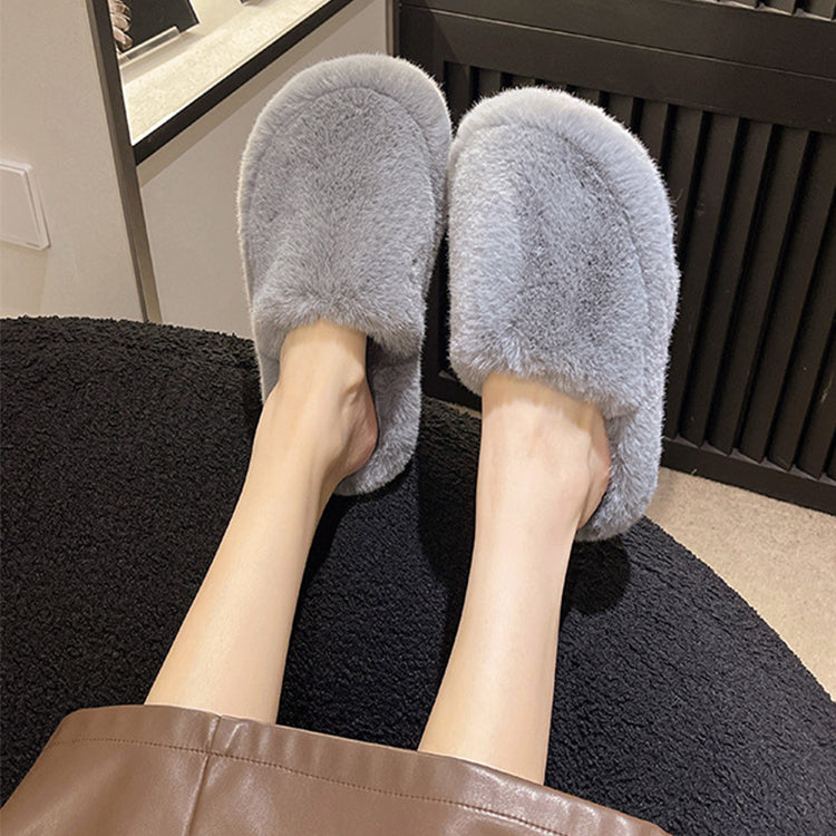 Women Home Slippers Winter Warm Shoes With 3cm Heel