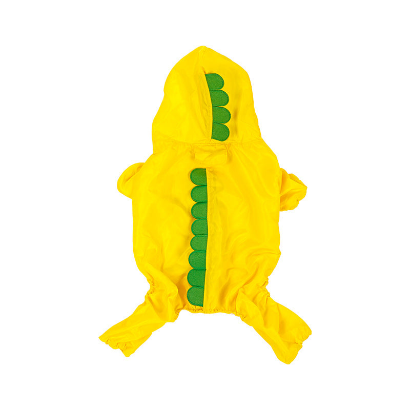 Dinosaur Raincoat Pet Yellow Waterproof Suit Four Feet