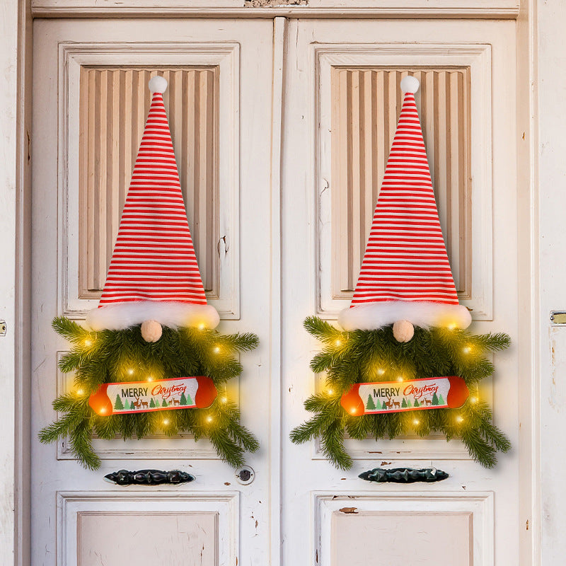 Glowing Christmas Wreath Tree Stripes Tall Hat