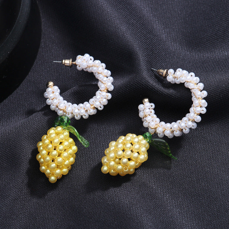 Hand-woven Fruit Pineapple Earrings Korea