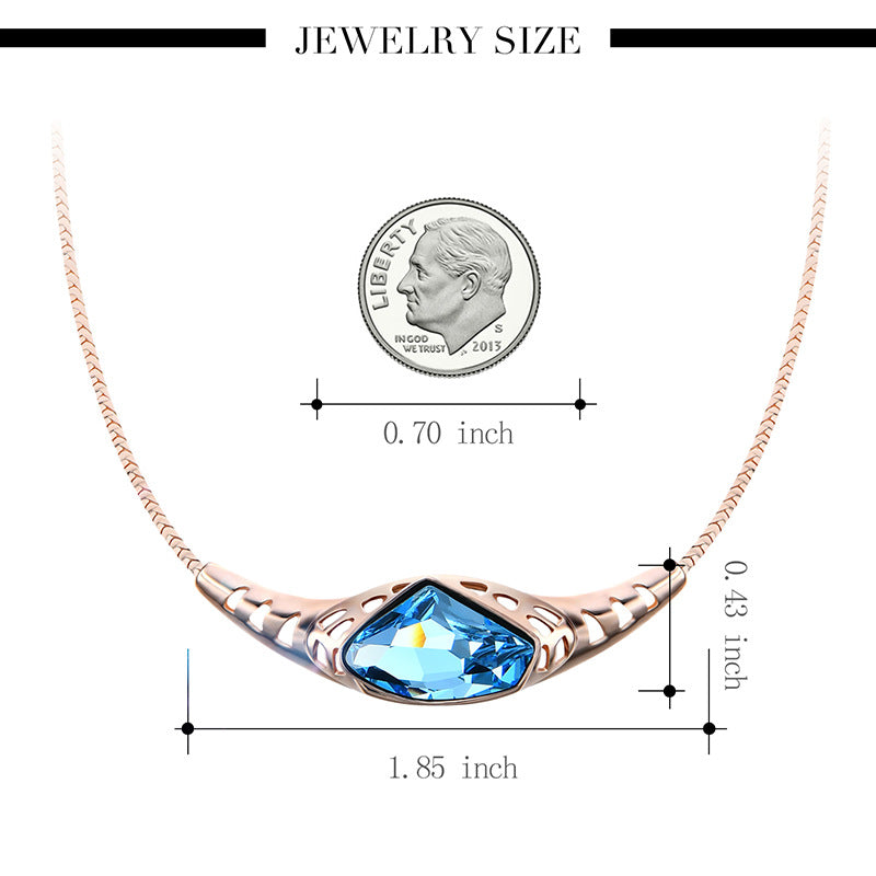 Fashion Sapphire Alloy Inlaid Glass Necklace